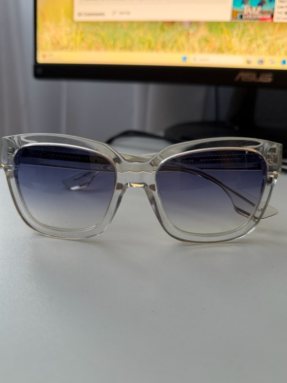 Alexander McQueen Clear Frame Gradient Blue Women's Sunglasses
